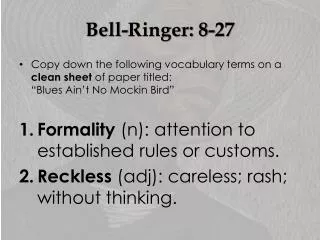 Bell-Ringer: 8-27