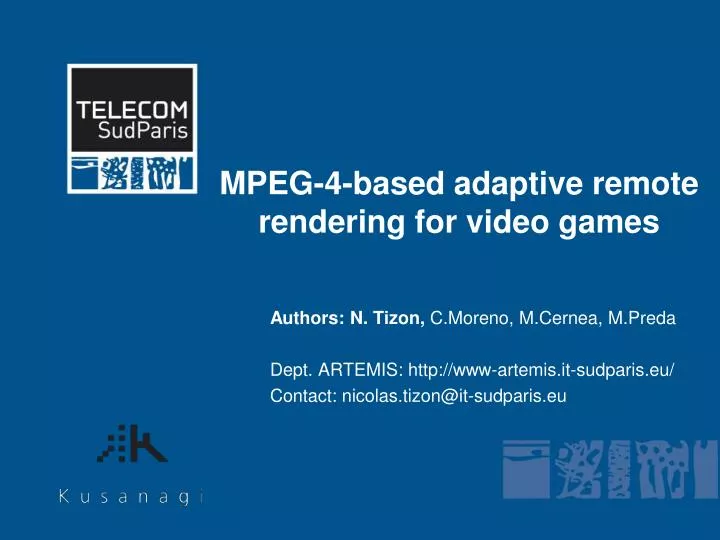 mpeg 4 based adaptive remote rendering for video games