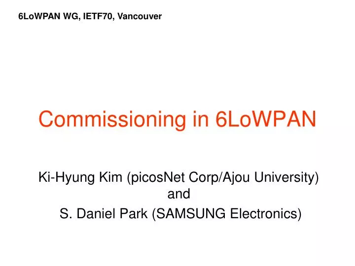 commissioning in 6lowpan