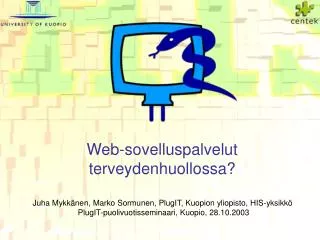 web sovelluspalvelut terveydenhuollossa