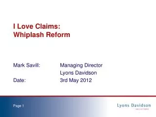 I Love Claims: Whiplash Reform