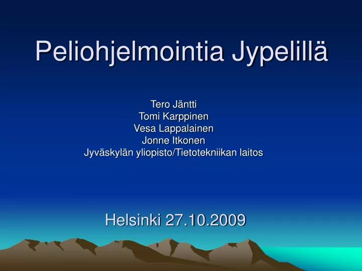 peliohjelmointia jypelill