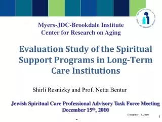 Evaluation Study of the Spiritual Support Programs in Long-Term Care Institutions