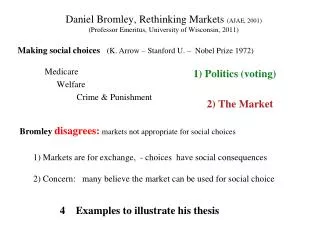 Bromley disagrees: markets not appropriate for social choices