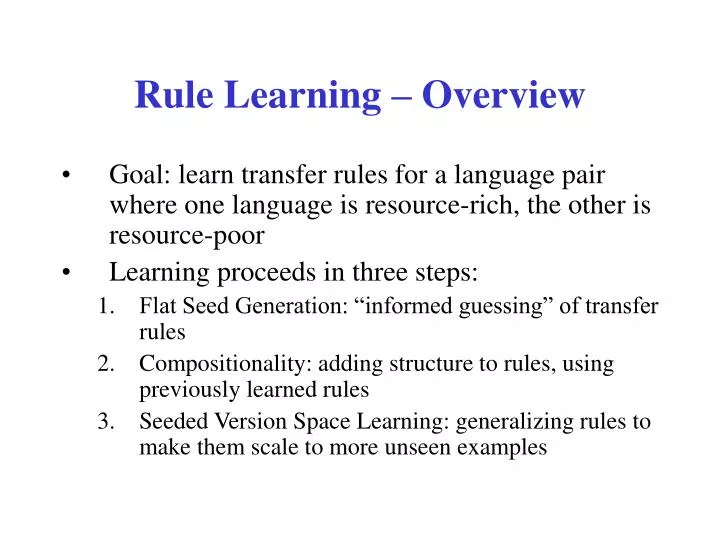 rule learning overview