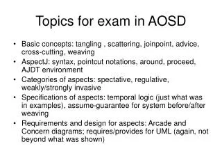 Topics for exam in AOSD