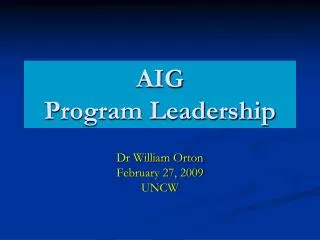 AIG Program Leadership