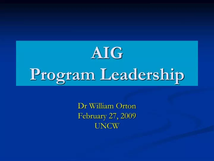 aig program leadership