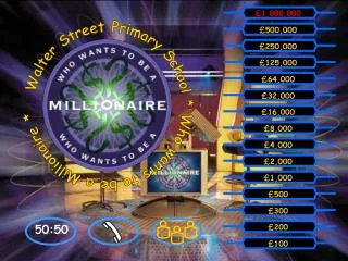 Walter Street Primary School * Who wants to be a Millionaire *
