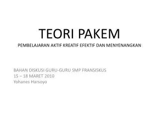 teori pakem pembelajaran aktif kreatif efektif dan menyenangkan