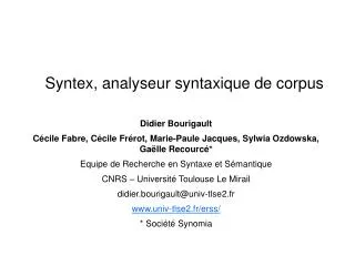 syntex analyseur syntaxique de corpus