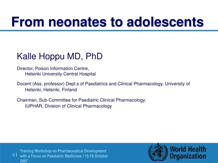 from neonates to adolescents