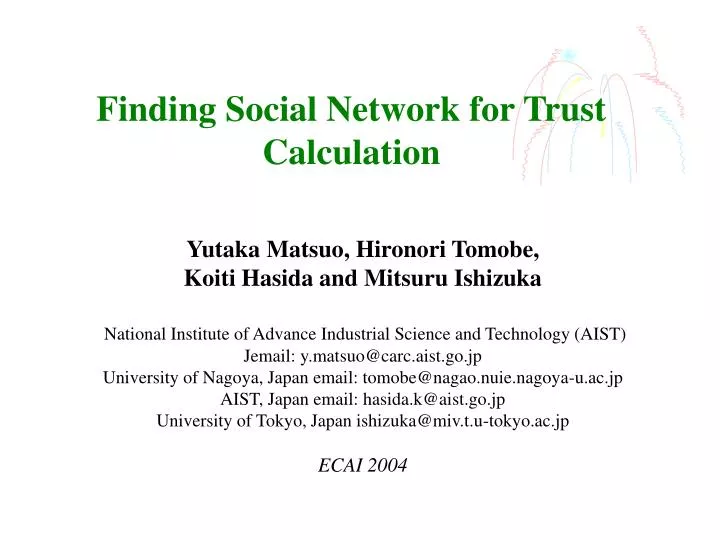finding social network for trust calculation