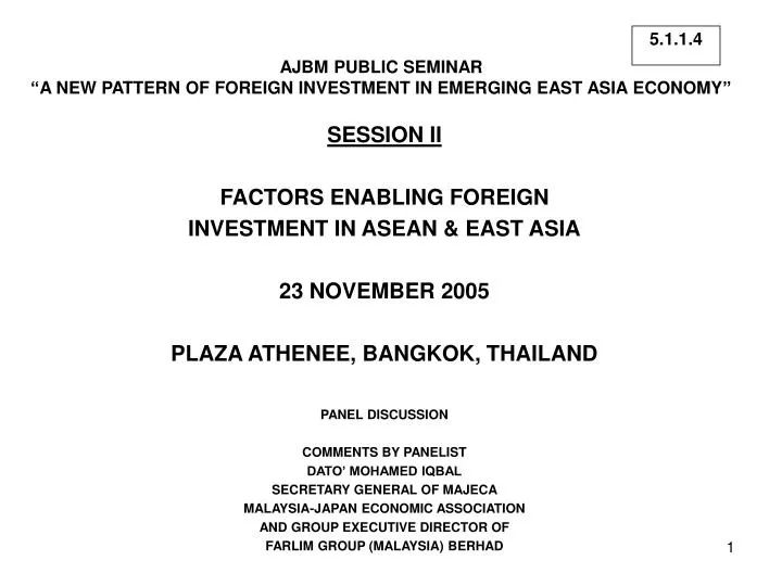 ajbm public seminar a new pattern of foreign investment in emerging east asia economy