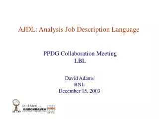 AJDL: Analysis Job Description Language