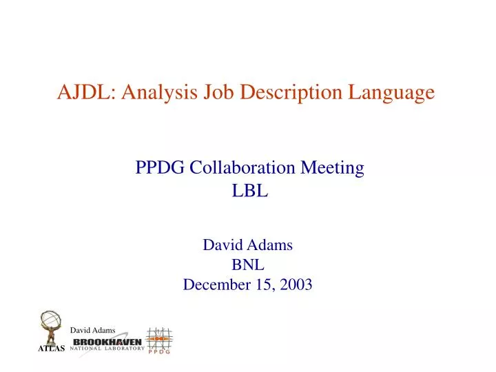 ajdl analysis job description language