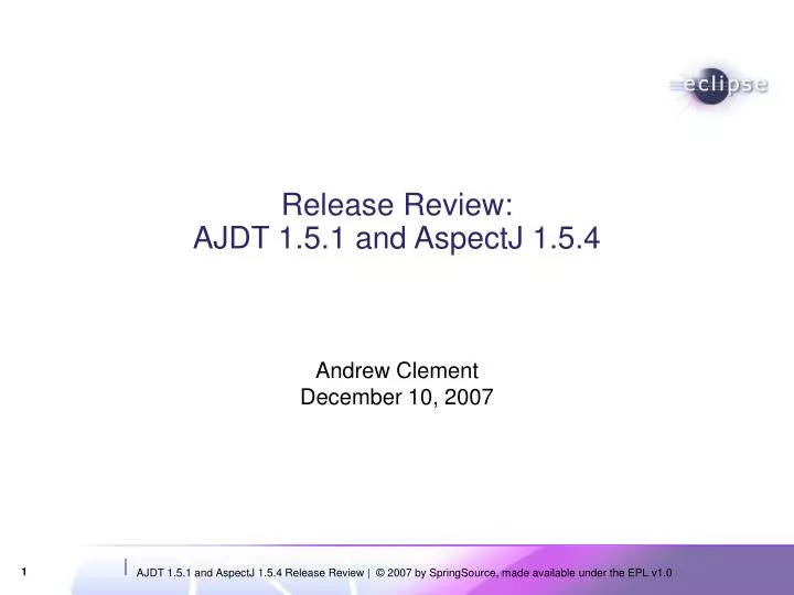 release review ajdt 1 5 1 and aspectj 1 5 4