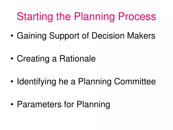 starting the planning process