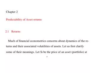 Chapter 2 Predictability of Asset returns
