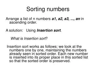 Sorting numbers