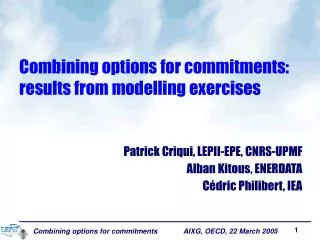 Combining options for commitments: results from modelling exercises