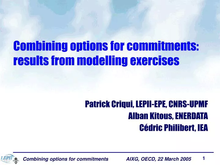 combining options for commitments results from modelling exercises