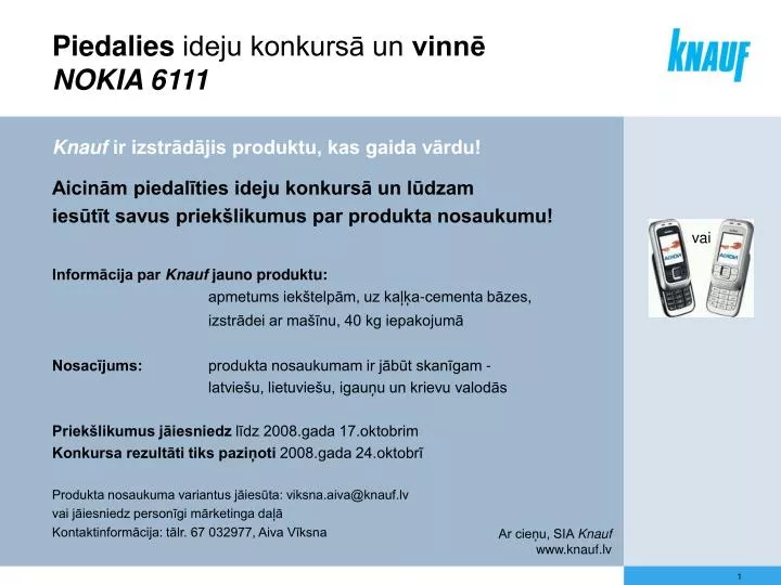 piedalies ideju konkurs un vinn nokia 6111