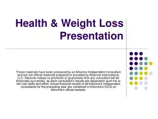 Health &amp; Weight Loss Presentation