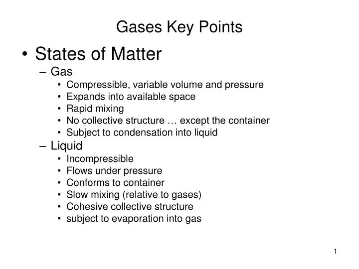gases key points