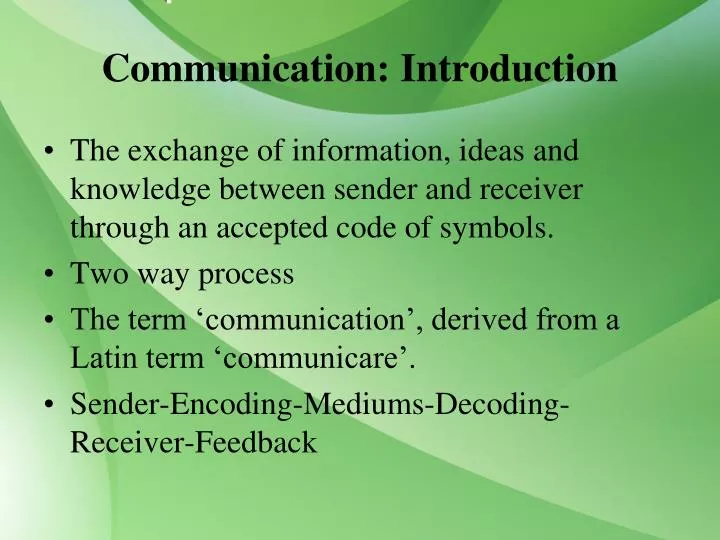 communication introduction
