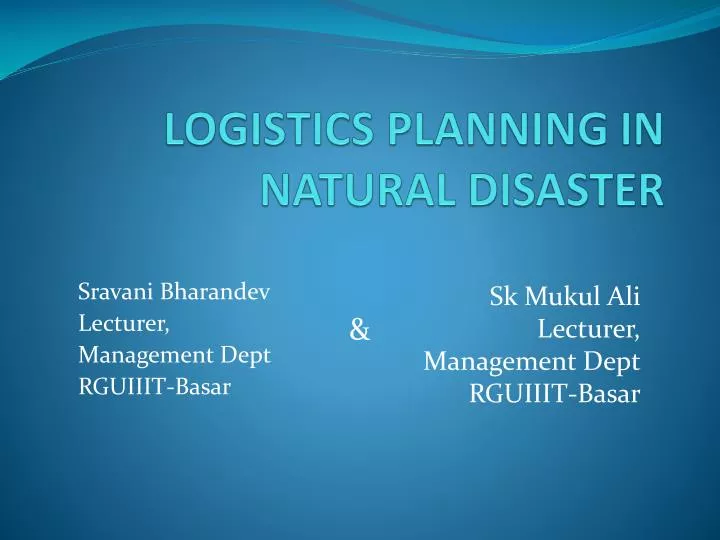 logistics planning in natural disaster