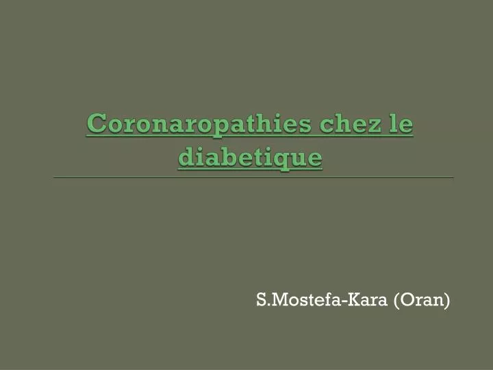 coronaropathies chez le diabetique