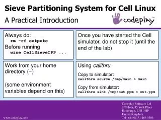 Sieve Partitioning System for Cell Linux A Practical Introduction