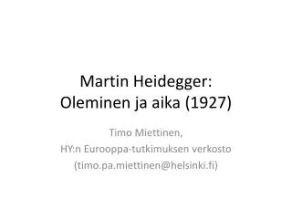 martin heidegger oleminen ja aika 1927