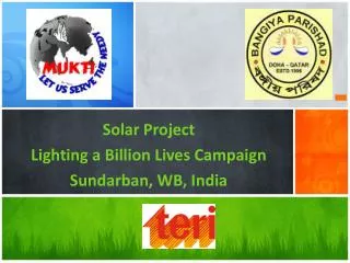 Solar Project Lighting a Billion Lives Campaign Sundarban, WB, India