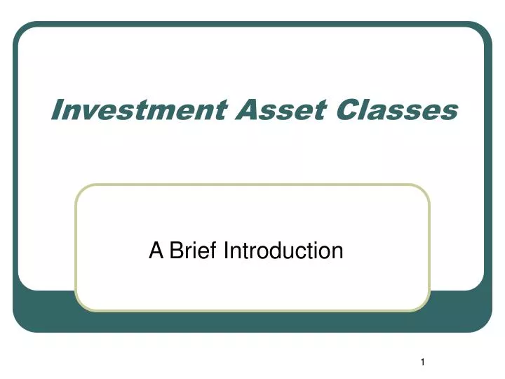 investment asset classes