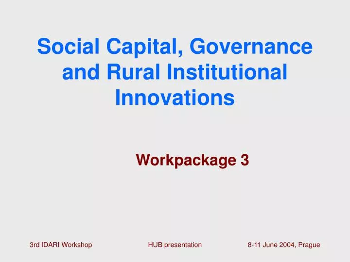 social capital governance and rural institutional innovations
