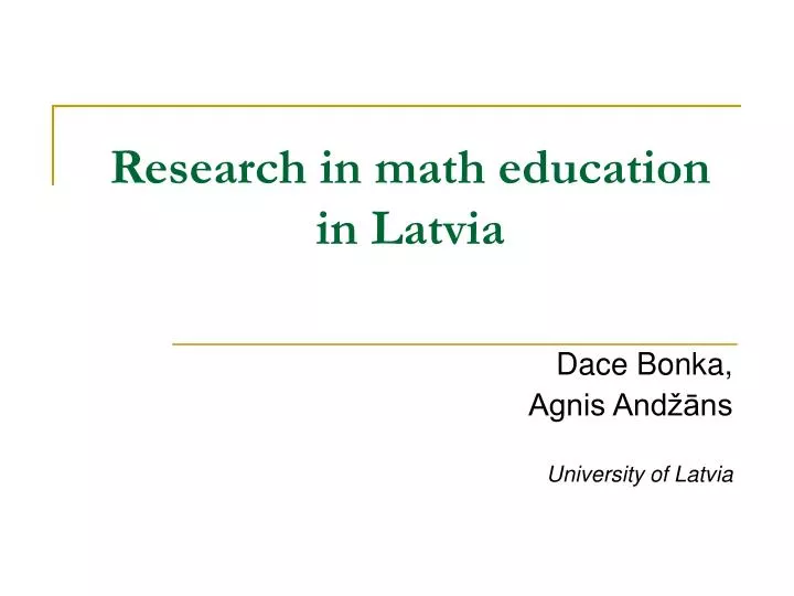 research in math education in latvia