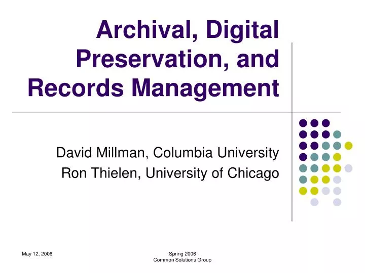 archival digital preservation and records management