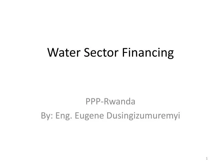 water sector financing