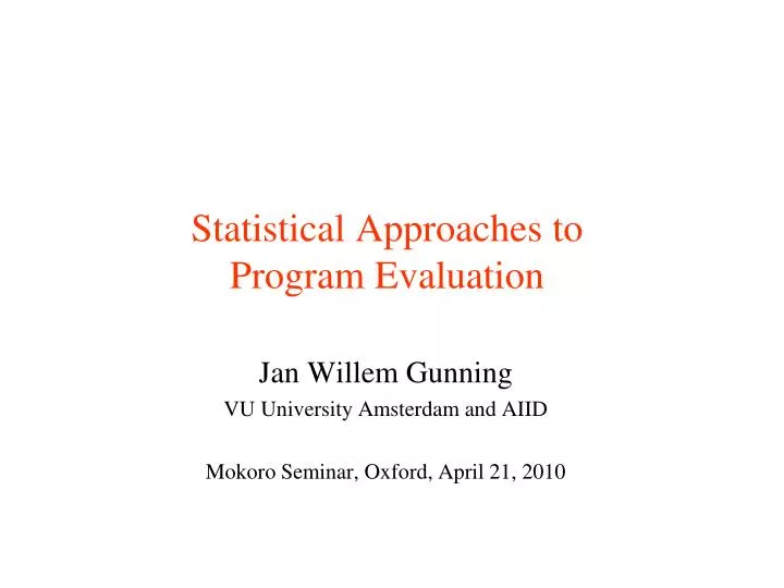 statistical approaches to program evaluation