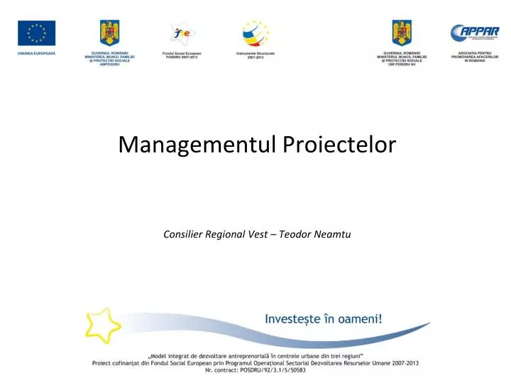 managementul proiectelor consilier regional vest teodor neamtu