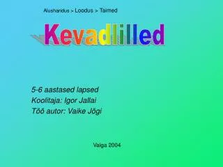 5-6 aastased lapsed Koolitaja: Igor Jallai Töö autor: Vaike Jõgi Valga 2004