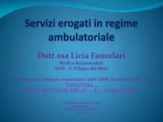 servizi erogati in regime ambulatoriale