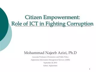 Citizen Empowerment: Role of ICT in Fighting Corruption