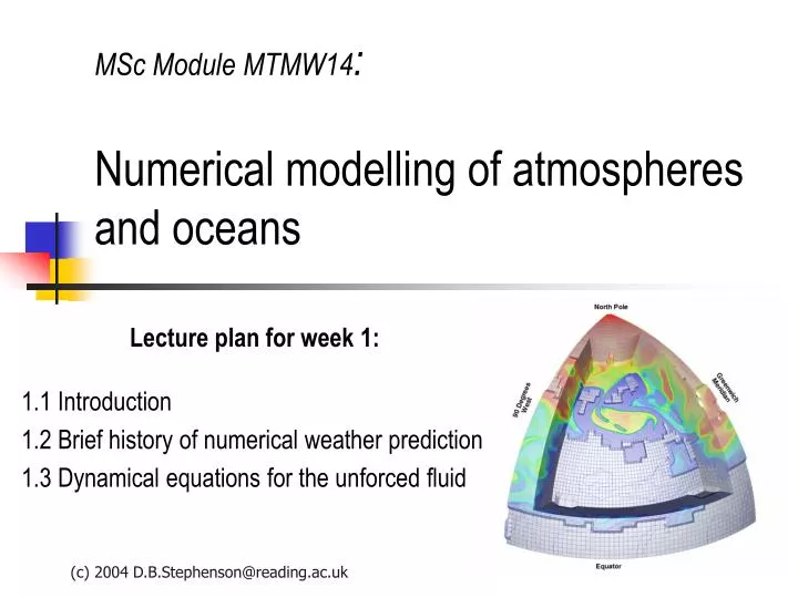 msc module mtmw14 numerical modelling of atmospheres and oceans