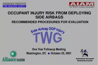 OCCUPANT INJURY RISK FROM DEPLOYING SIDE AIRBAGS RECOMMENDED PROCEDURES FOR EVALUATION