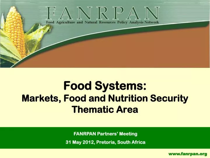 food systems markets food and nutrition security thematic area