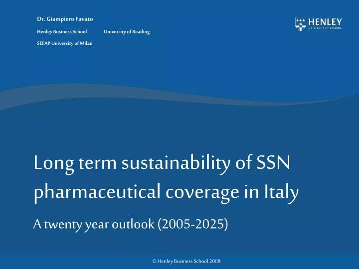 long term sustainability of ssn pharmaceutical coverage in italy