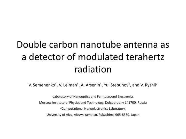 double carbon nanotube antenna as a detector of modulated terahertz radiation